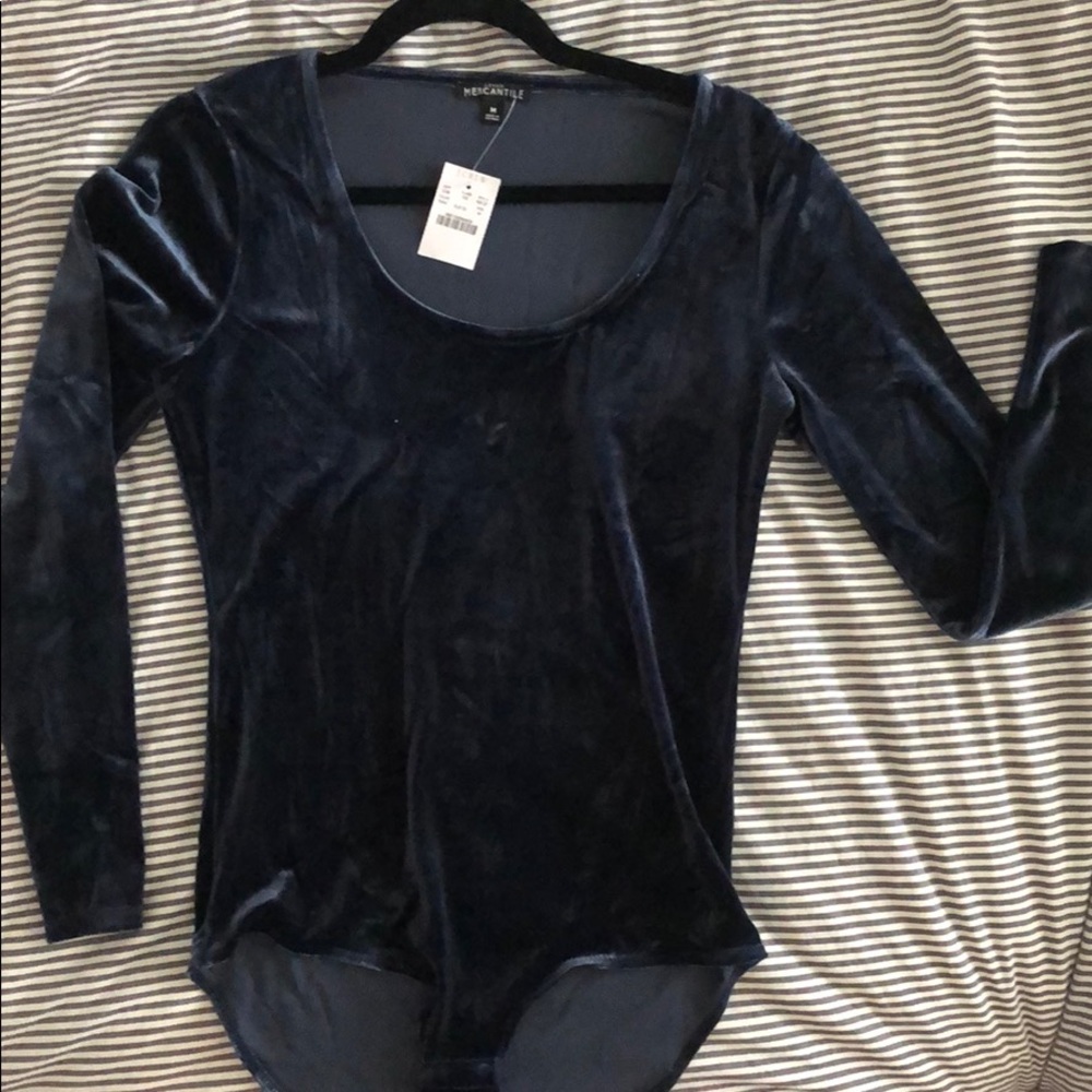 NWT Navy Velvet Bodysuit Size M